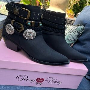 NEW Penny Loves Kenny Vegan Shane Black Cowgirl Western Southwestern Boots  10M